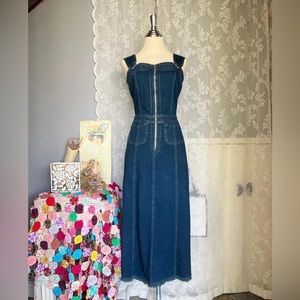 Midi Jean dress overall style